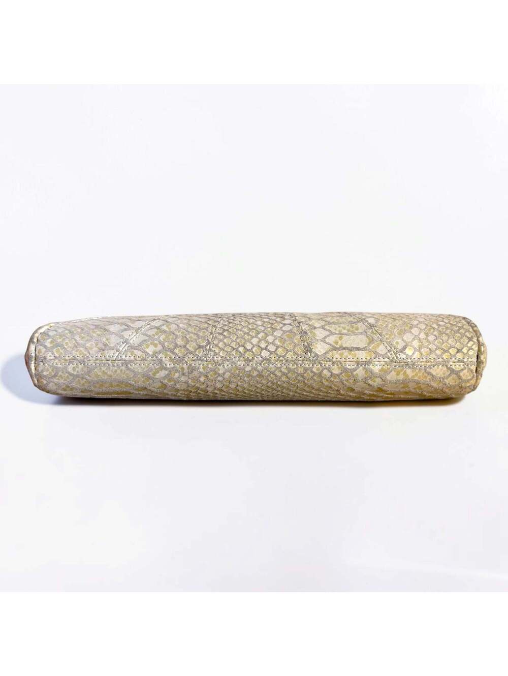 Inge Christopher Champagne Metallic Snakeskin Leather Frame Clutch Evening Bag - Picture 5 of 7